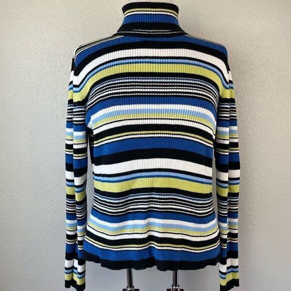 St. John’s Bay Striped Turtleneck Sweater Size L EUC - Picture 1 of 6